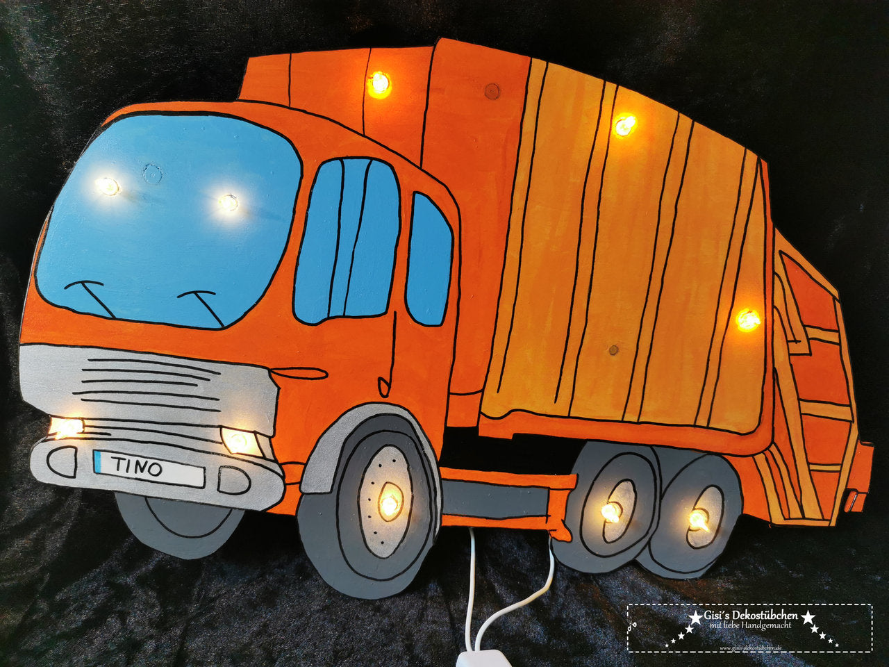 Garbage truck night light with name on the license plate with LED 