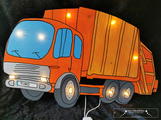 Garbage truck night light with name on the license plate with LED 