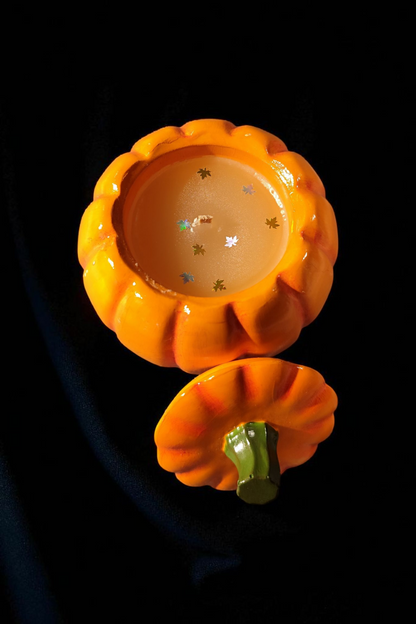 Personalized pumpkin candle – Handmade ceramic with desired color &amp; fragrance – individual
