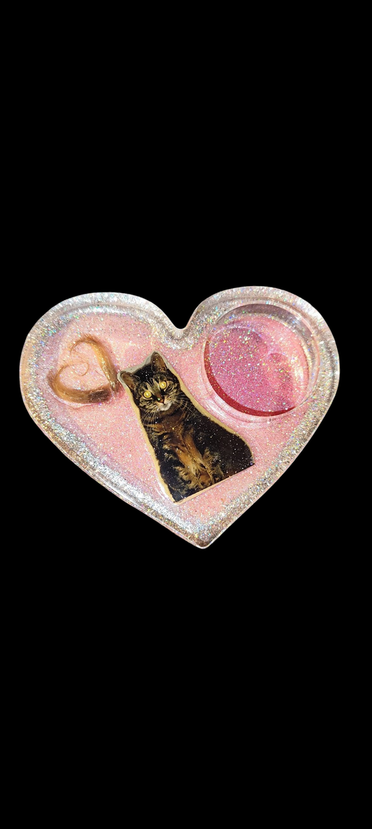 Personalized heart tealight holder made of epoxy resin – Handmade with photo, hair or memorabilia