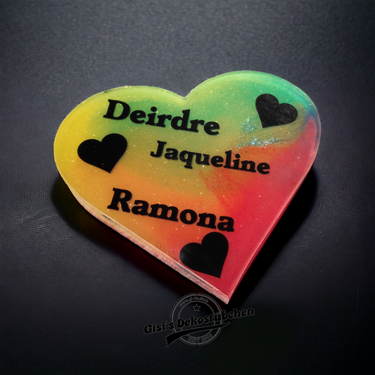 Personalized resin heart for standing