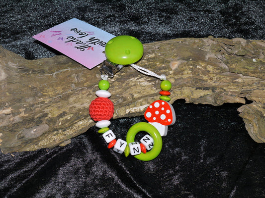 Premium Pacifier Chain Mushroom Crochet Ball Mini Ring