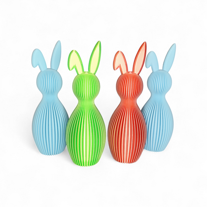 Grooved Rabbit 3D Printed Bent Ears - Elegant Easter Decoration, Custom Color, PLA 21cm