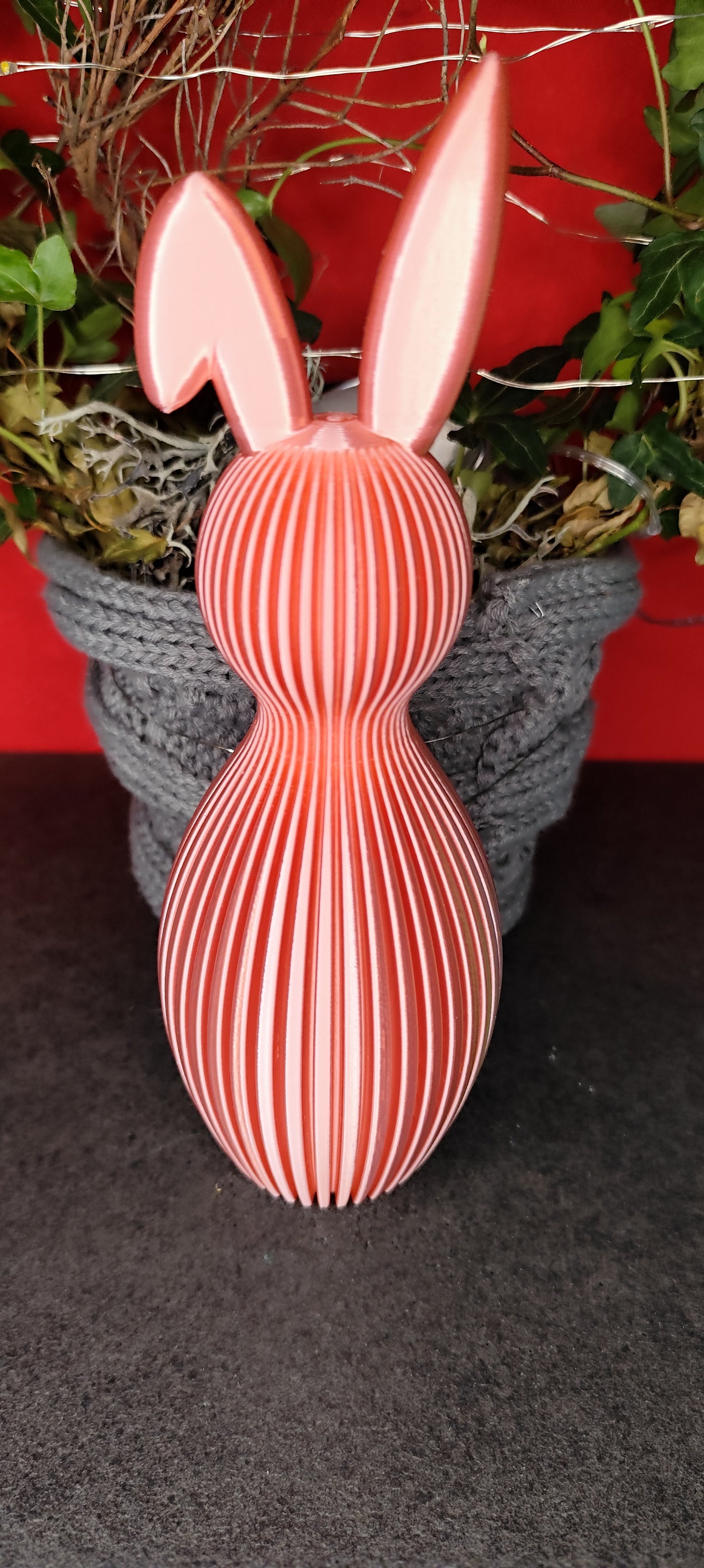 Grooved Rabbit 3D Printed Bent Ears - Elegant Easter Decoration, Custom Color, PLA 21cm