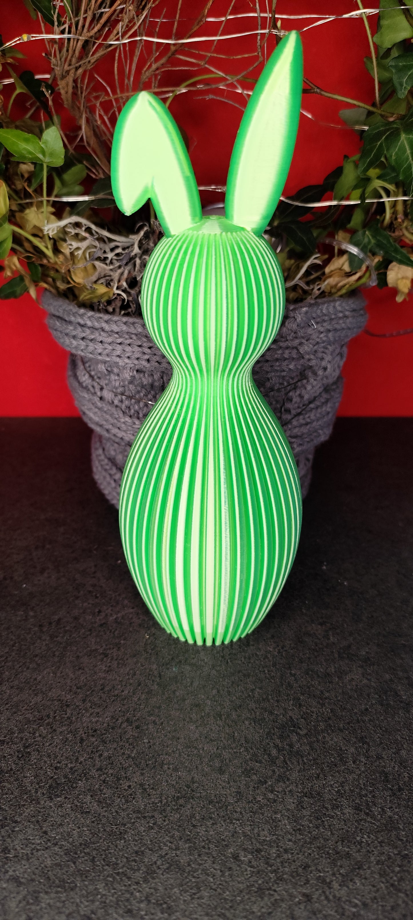 Grooved Rabbit 3D Printed Bent Ears - Elegant Easter Decoration, Custom Color, PLA 21cm