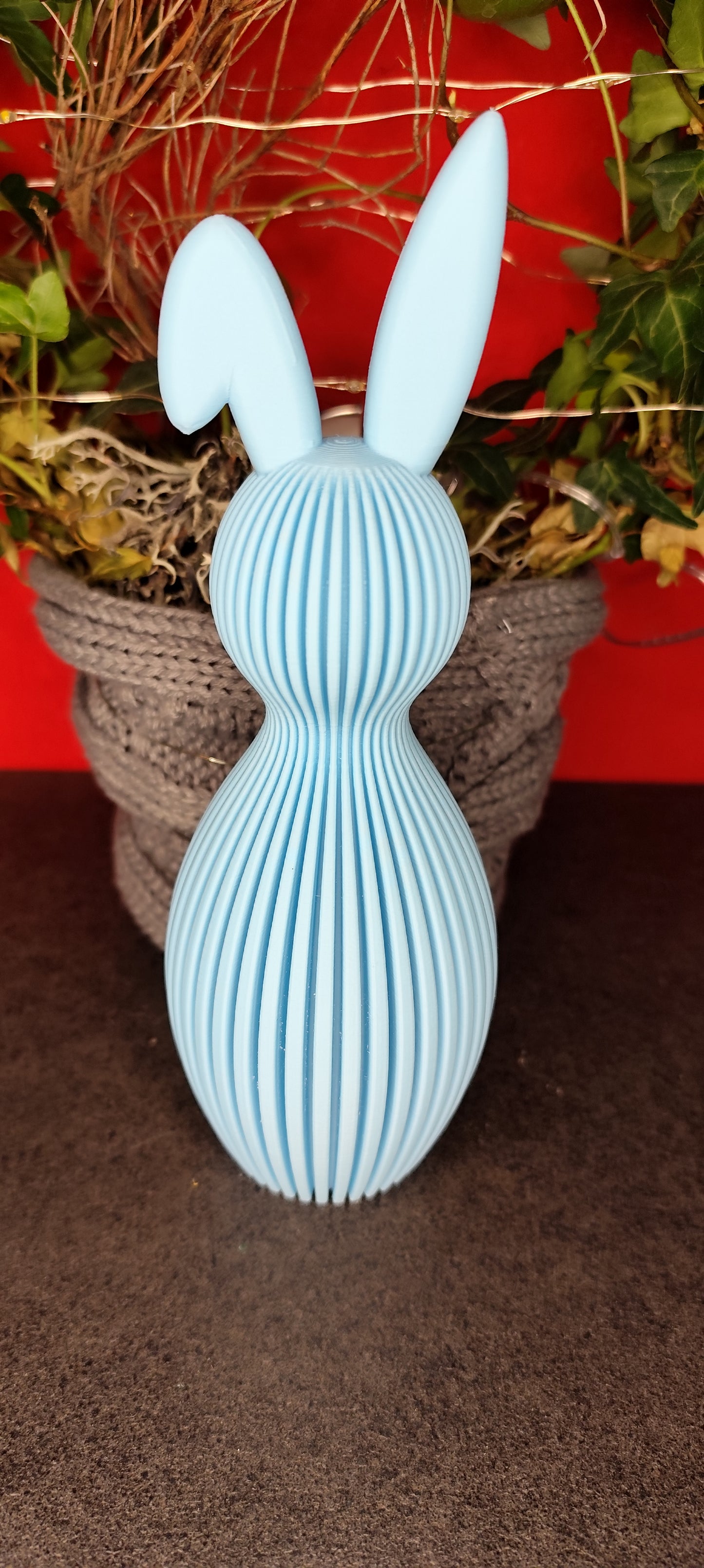 Grooved Rabbit 3D Printed Bent Ears - Elegant Easter Decoration, Custom Color, PLA 21cm