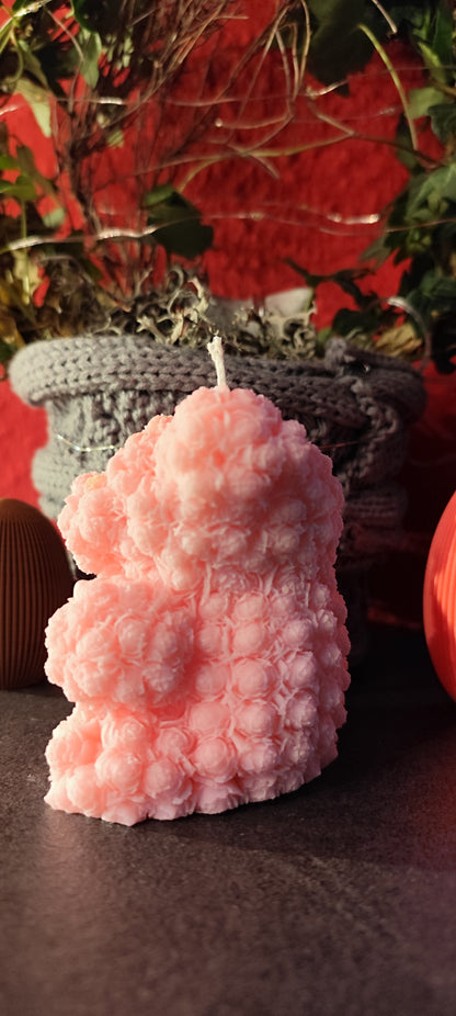 Rose Teddy Candle – detailed & handmade from soy wax – 8.5 × 8 × 6 cm – choice of color