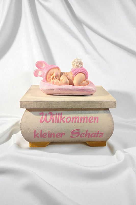 Treasure chest with baby figure handmade