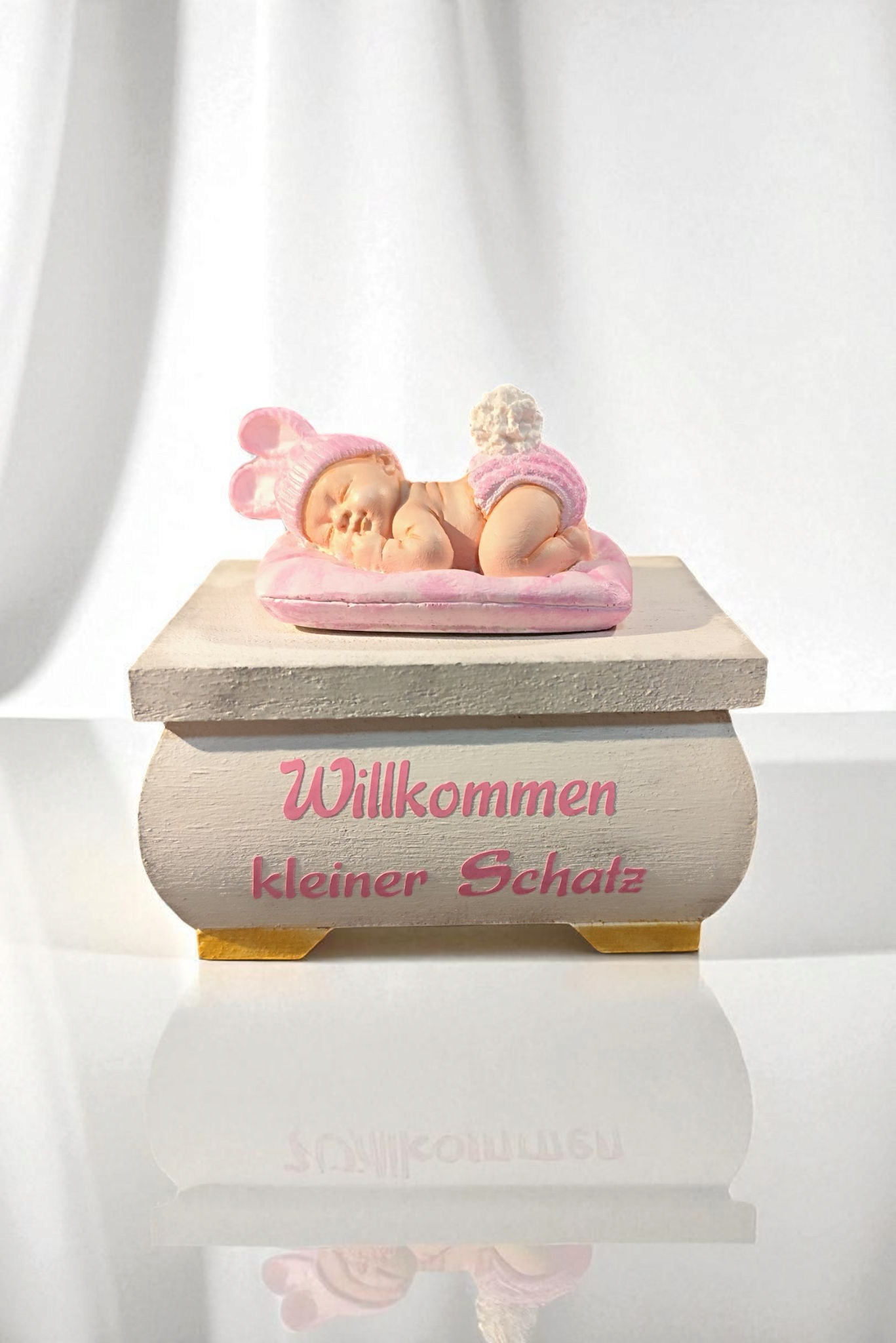 Treasure chest with baby figure handmade