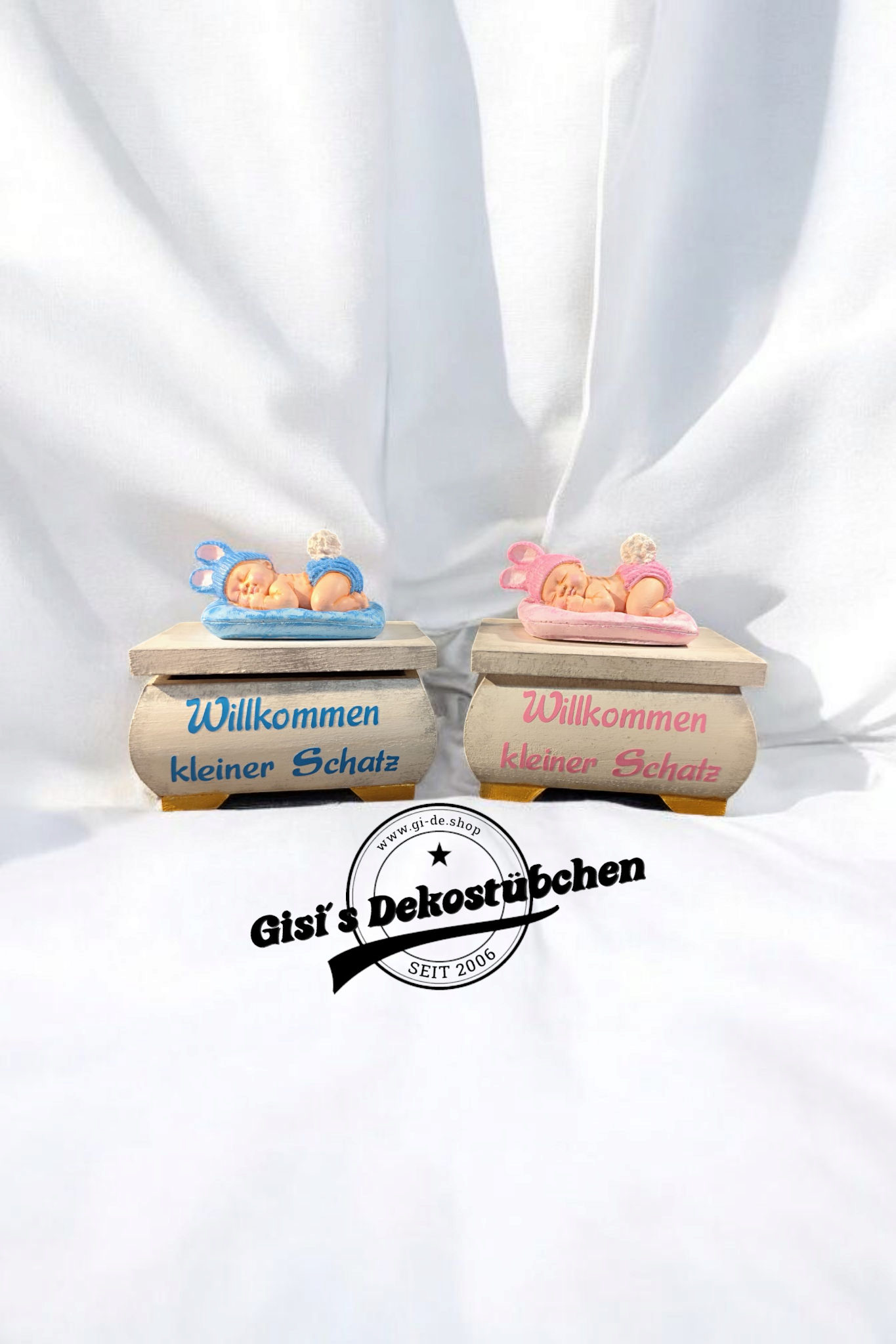 Treasure chest with baby figure handmade