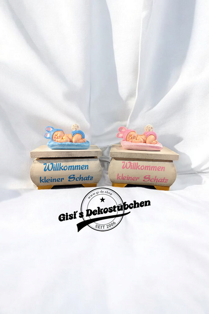 Treasure chest with baby figure handmade