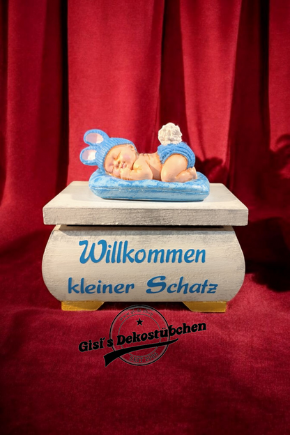 Treasure chest with baby figure handmade