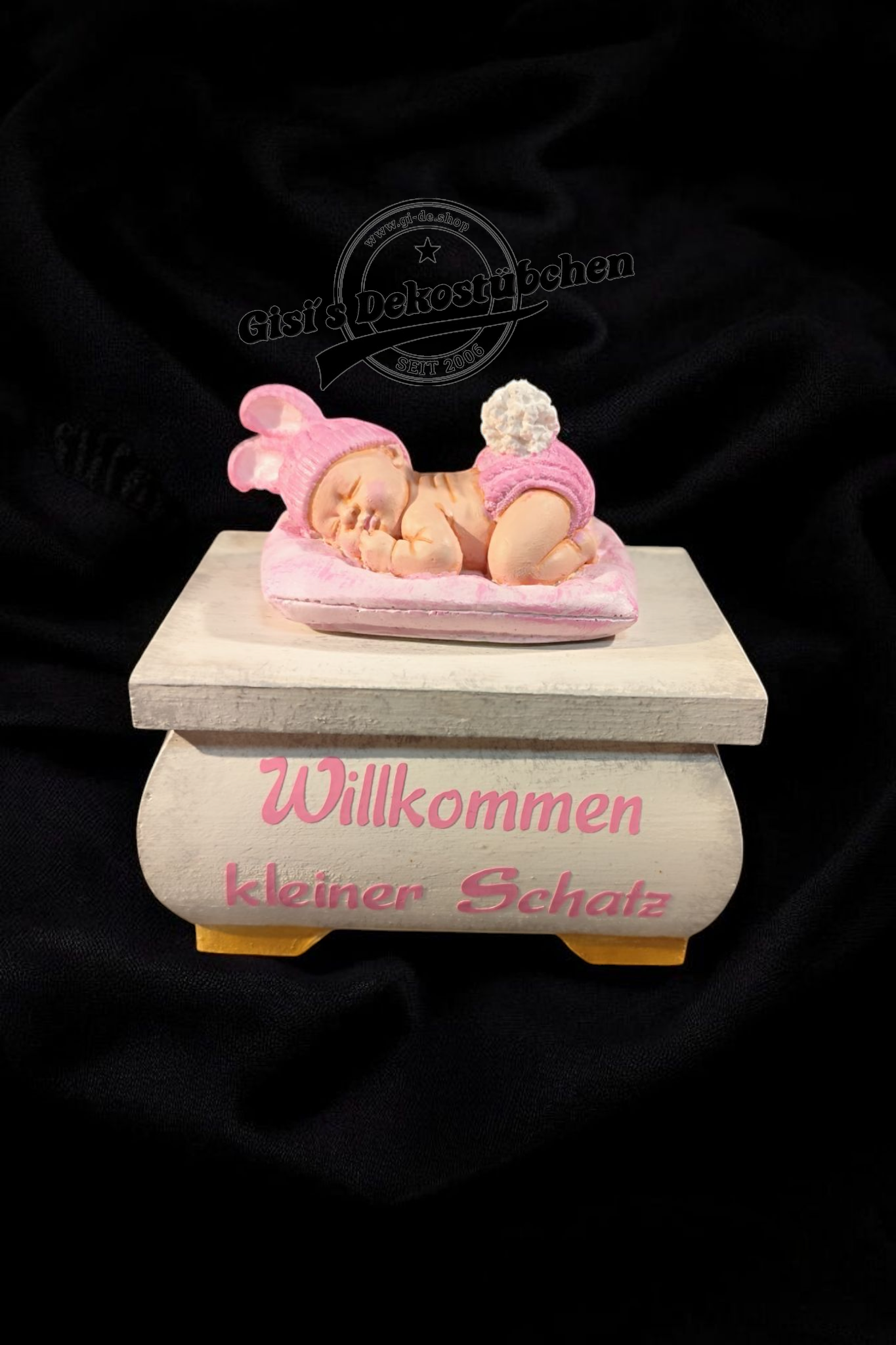 Treasure chest with baby figure handmade