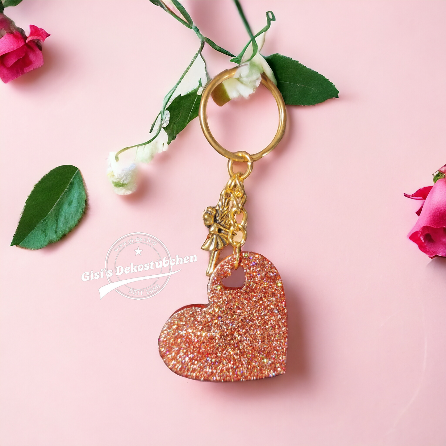 Keychain Epoxy Heart Resin Love