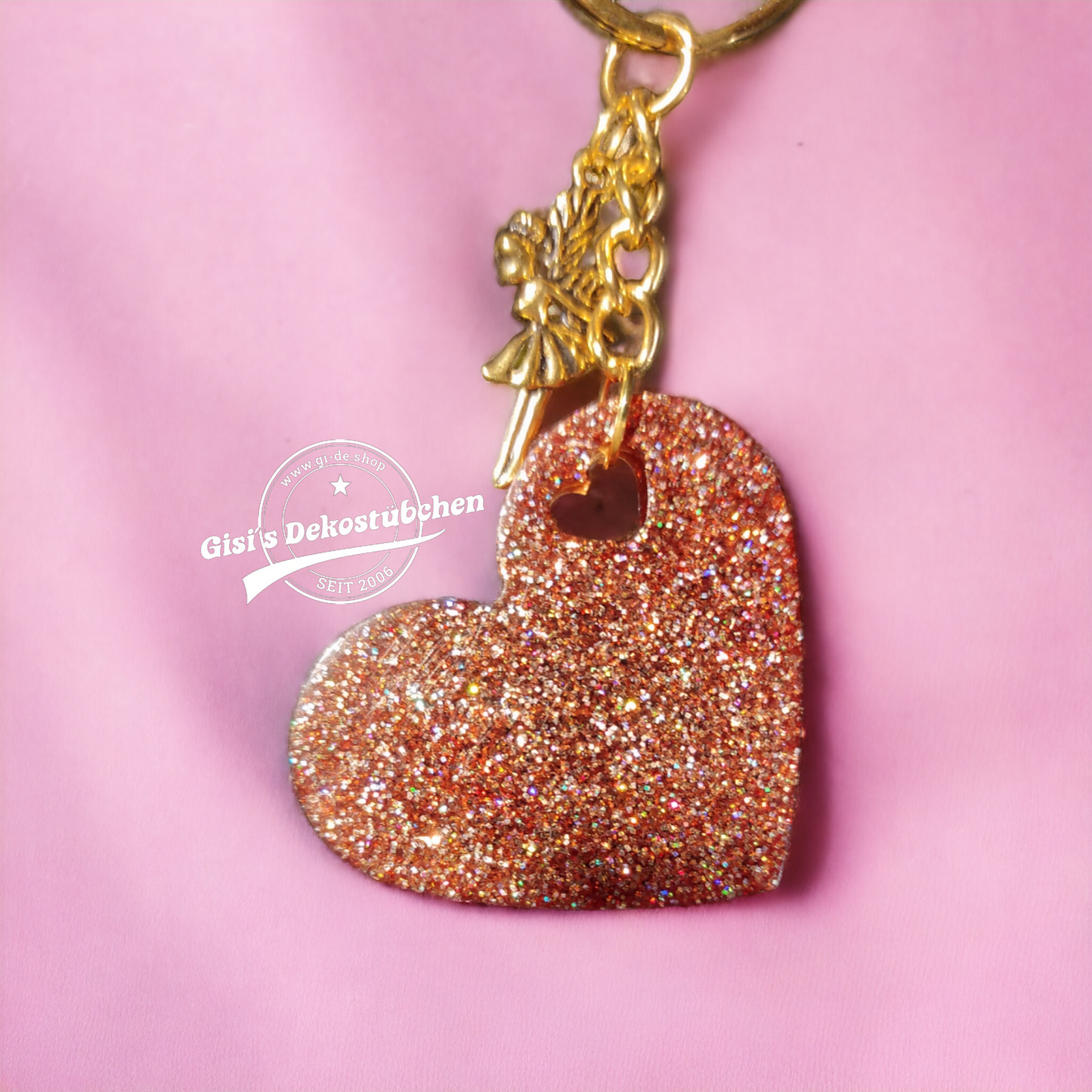 Keychain Epoxy Heart Resin Love