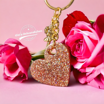 Keychain Epoxy Heart Resin Love