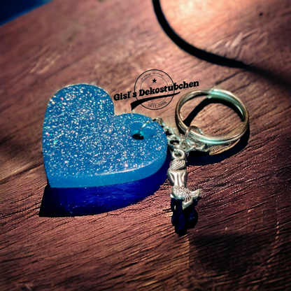 Keychain Epoxy Heart Resin Love