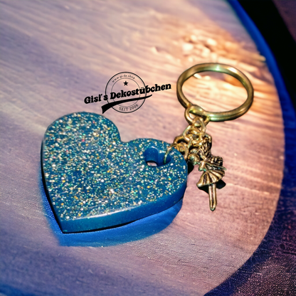 Keychain Epoxy Heart Resin Love