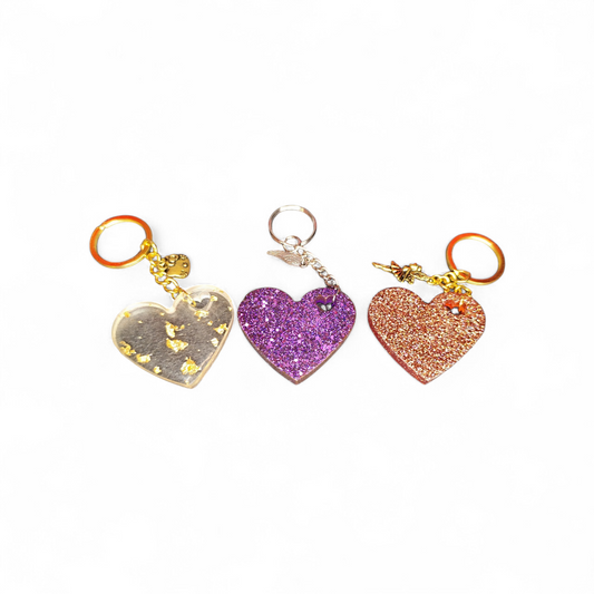Keychain Epoxy Heart Resin Love