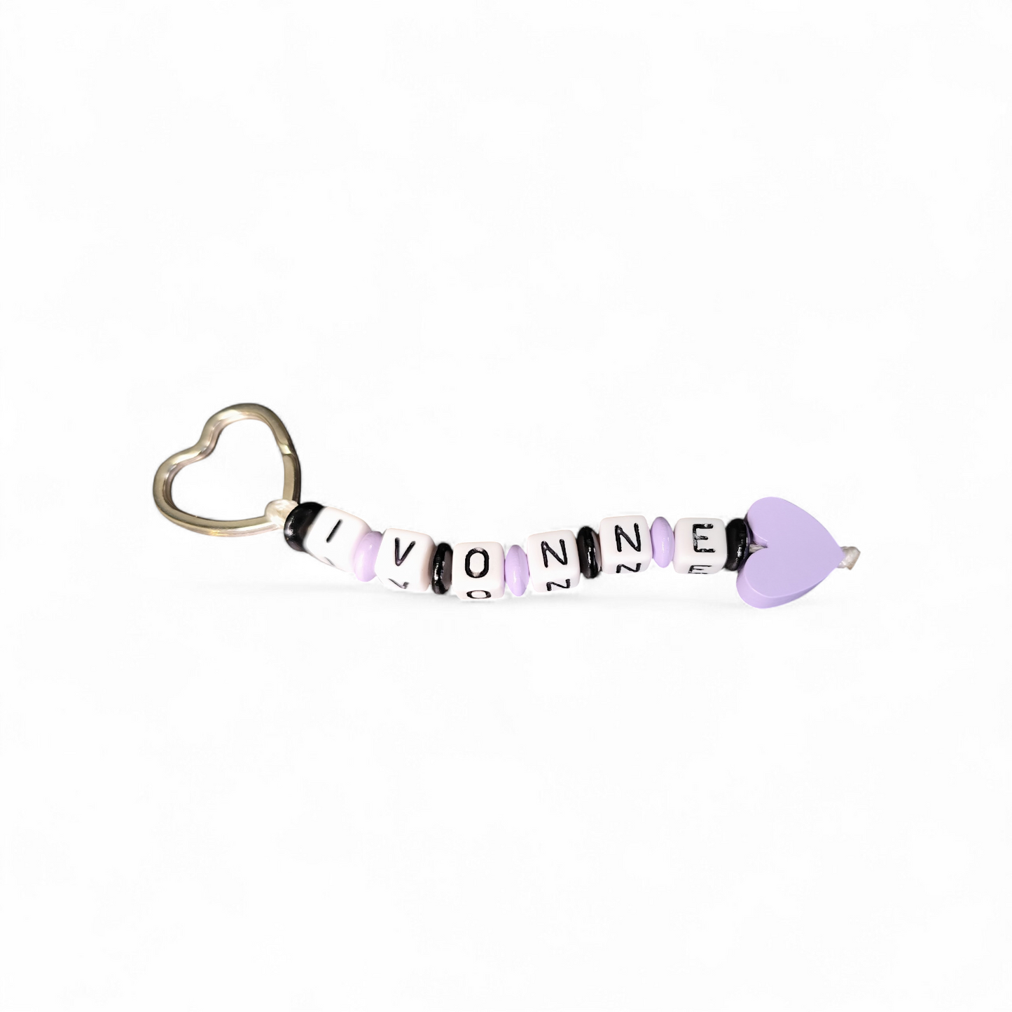 Keychains with name and heart motif in various colors 