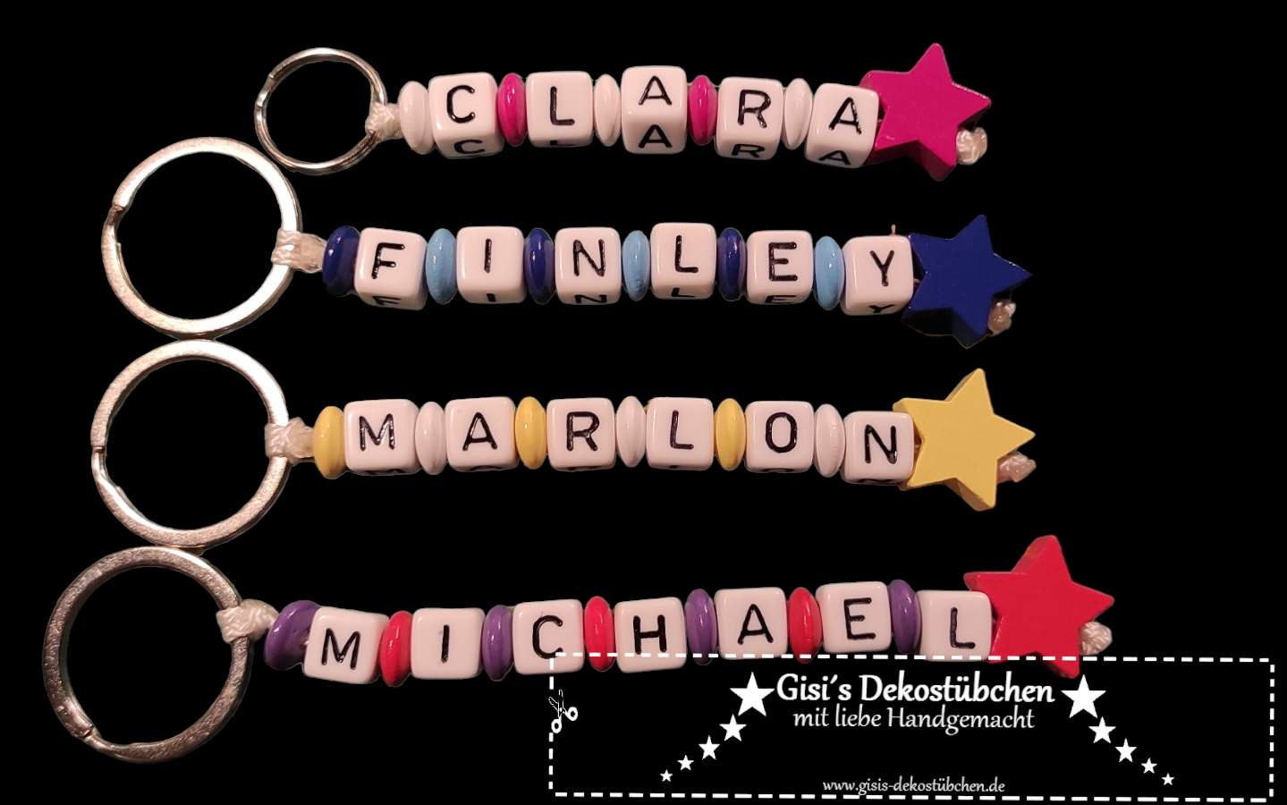 Keychain with name motif star