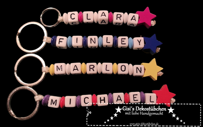 Keychain with name motif star