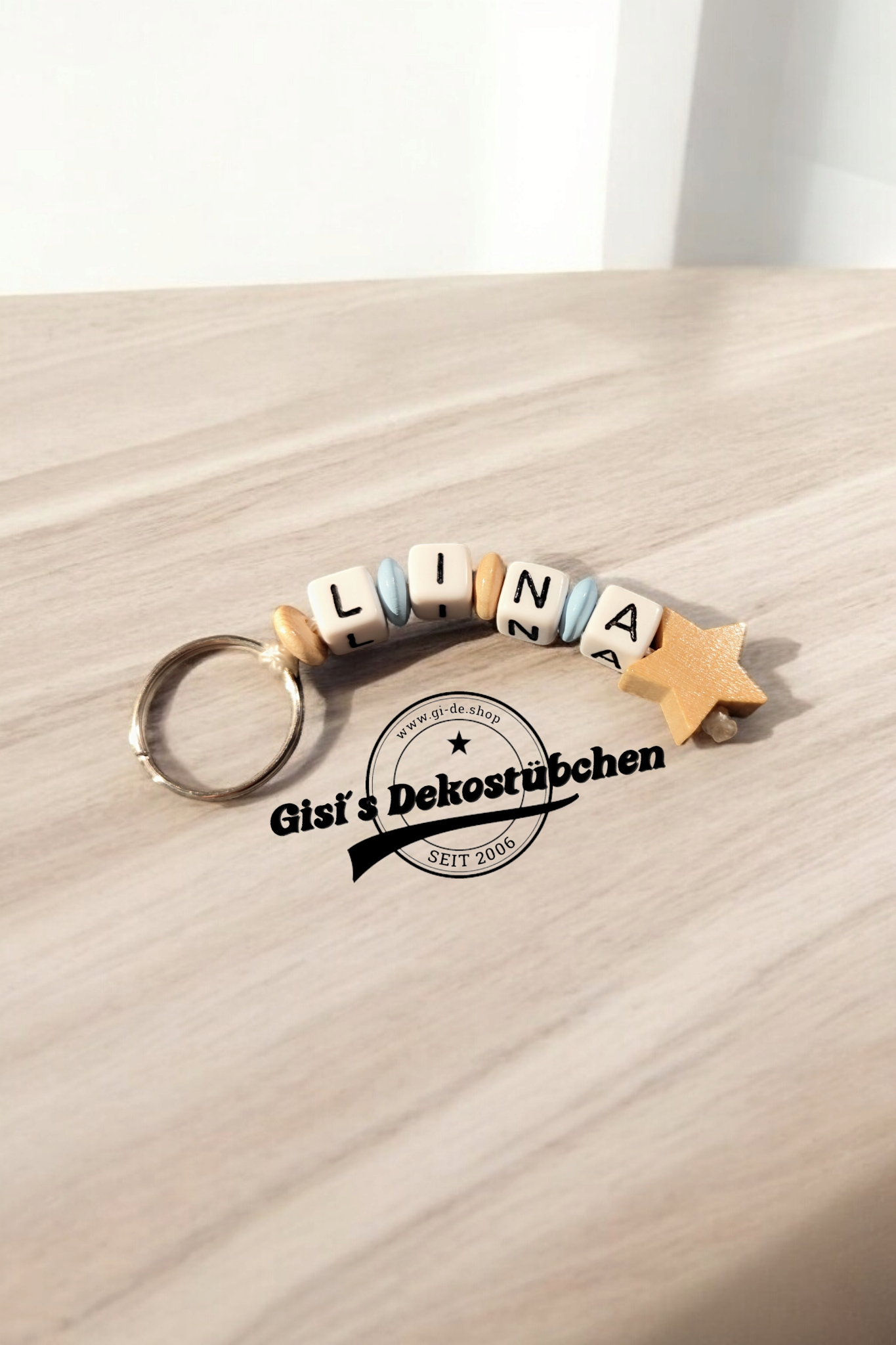 Keychain with name motif star