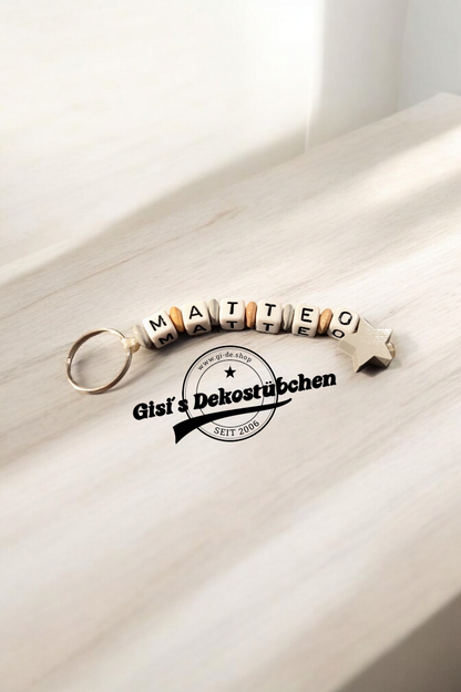 Keychain with name motif star