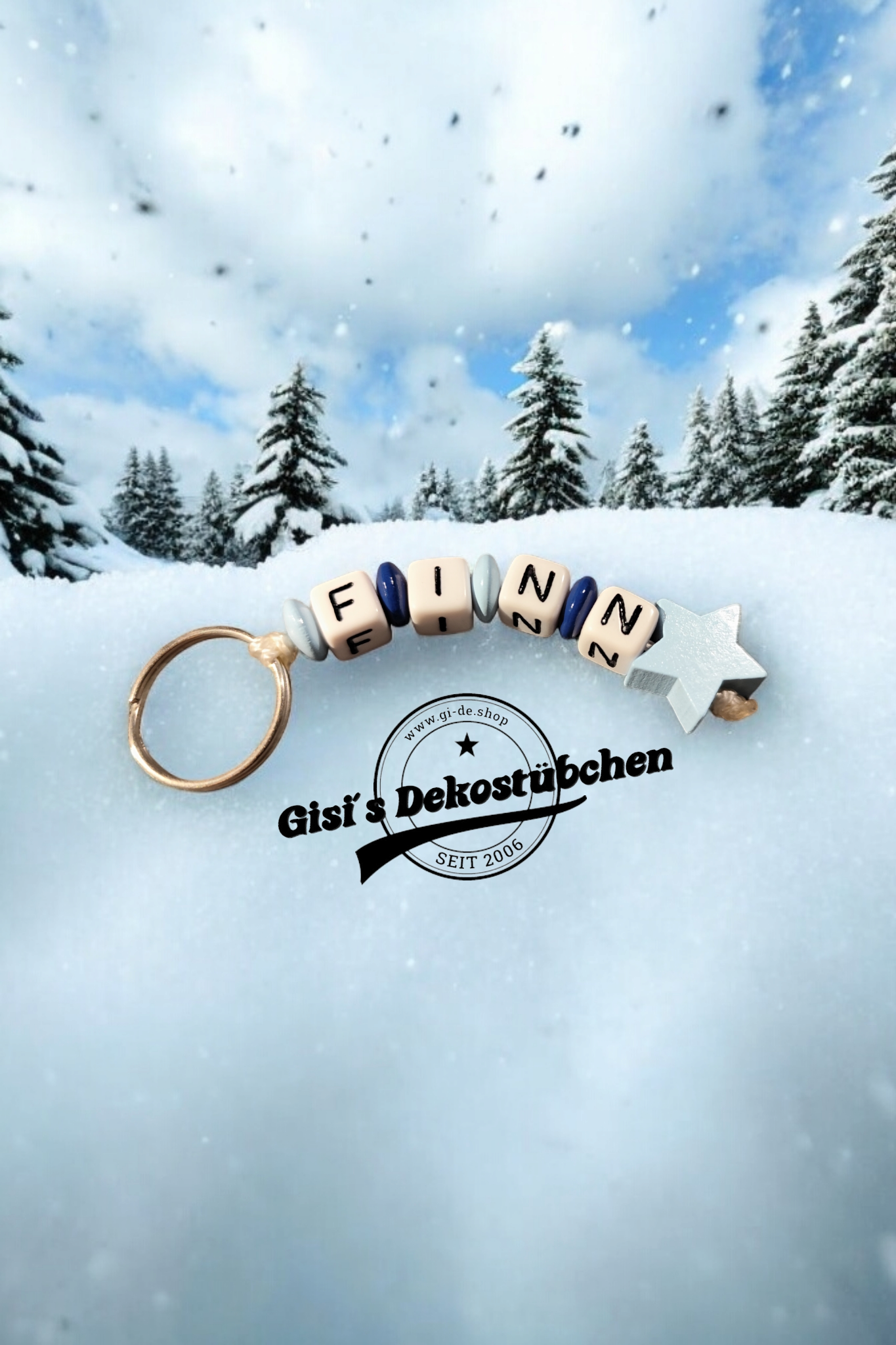 Keychain with name motif star