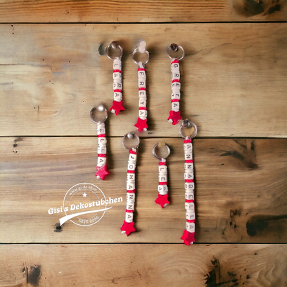 Keychain with name motif star