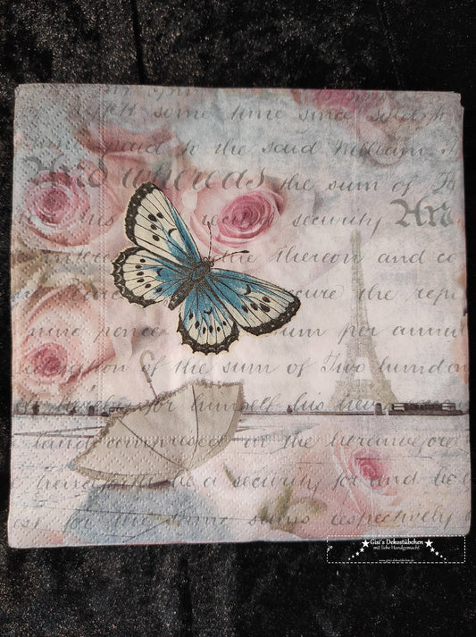 Schmetterling, Schirm, Rosen, Schrift