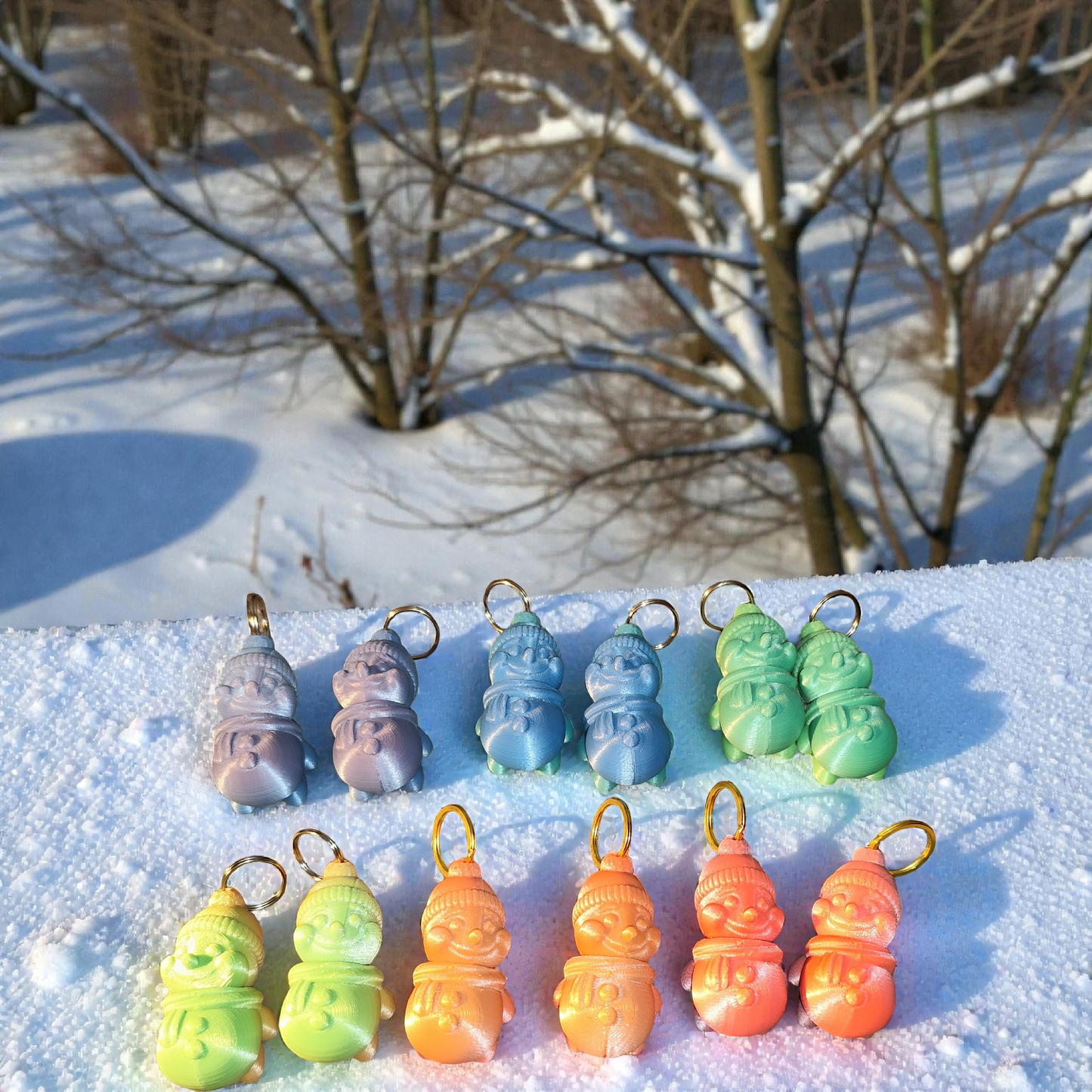 Snowman Fidget Toy 3D Printed Keychain Fidget Bag Pendant Christmas Gift