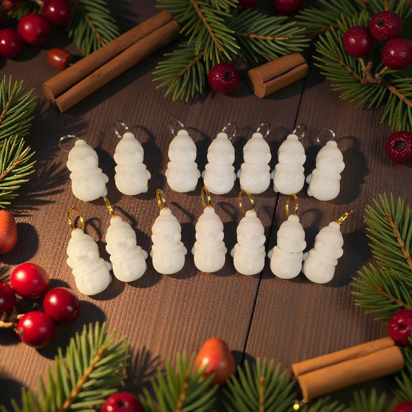 Snowman Fidget Toy 3D Printed Keychain Fidget Bag Pendant Christmas Gift