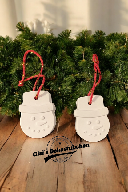 Snowman head, ceramic Christmas decoration, Christmas tree ornament, home decor