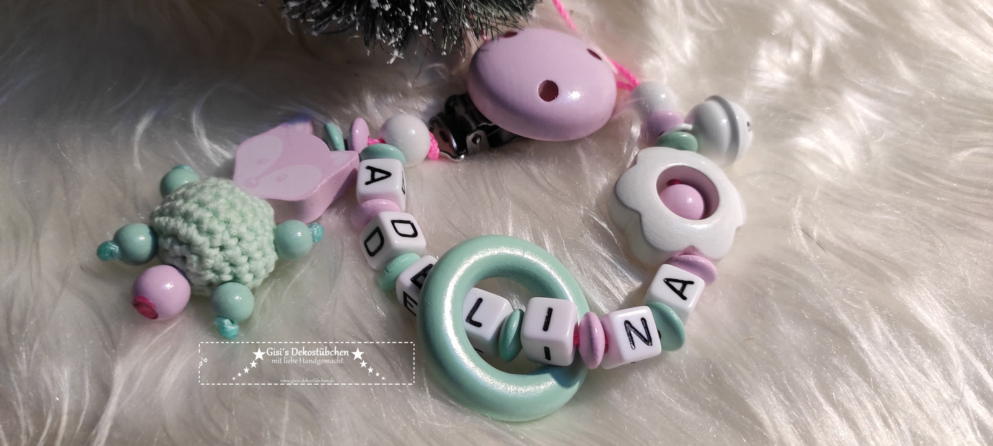 Pacifier chain fox / flower