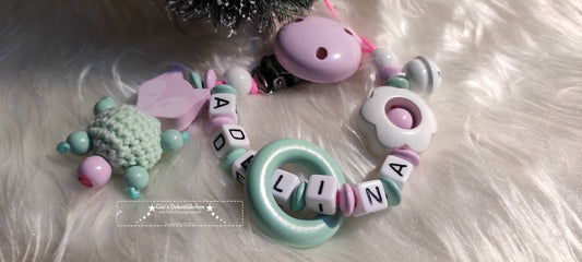 Pacifier chain fox / flower