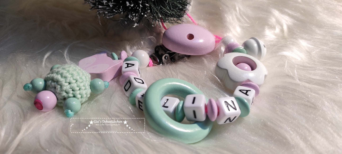 Pacifier chain fox / flower