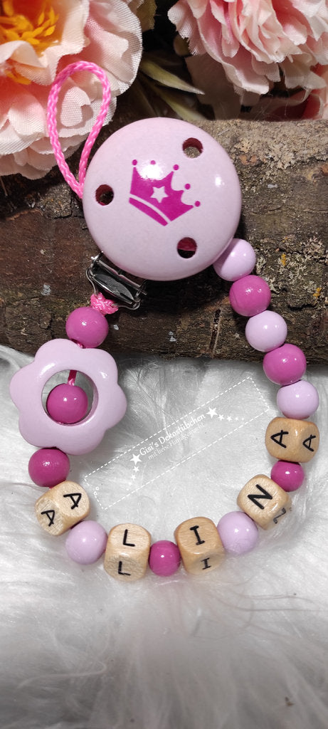 Pacifier chain for long names "Flower-pink"