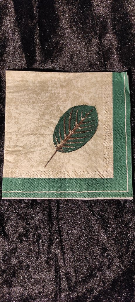Green Leaf Napkin with Border