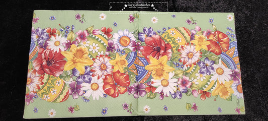 Napkin flowers - border - Easter eggs