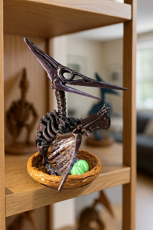Skeleton Pteranodon with nest and eggs 3D