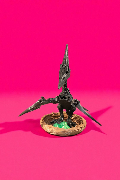 Skeleton Pteranodon with nest and eggs 3D