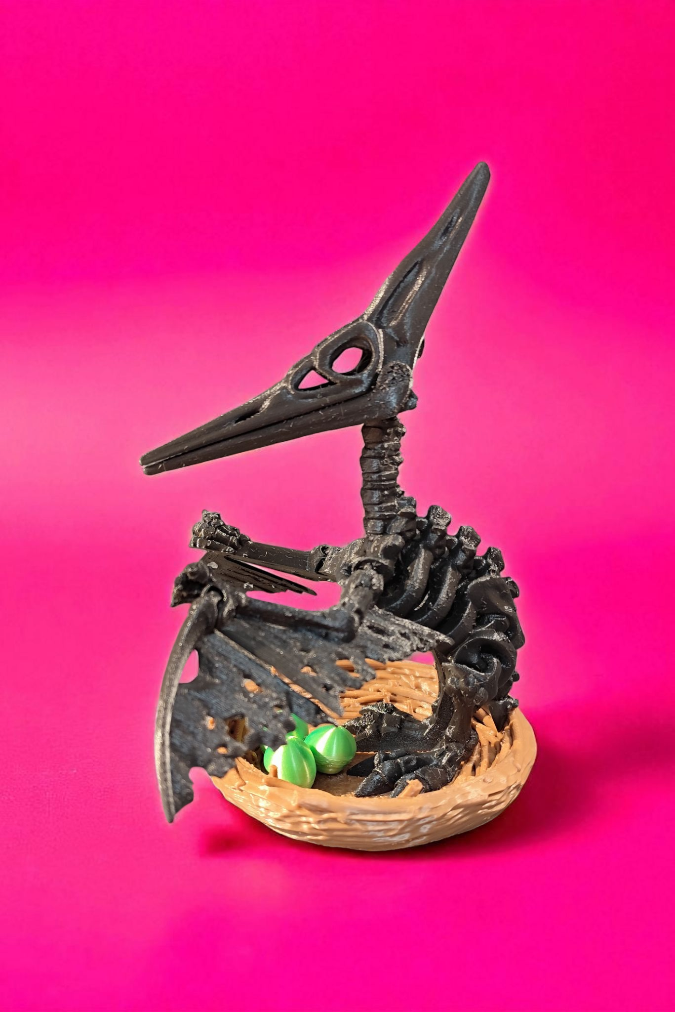 Skeleton Pteranodon with nest and eggs 3D