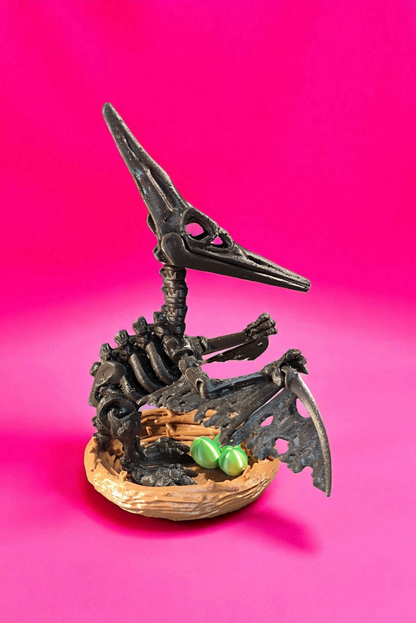 Skeleton Pteranodon with nest and eggs 3D