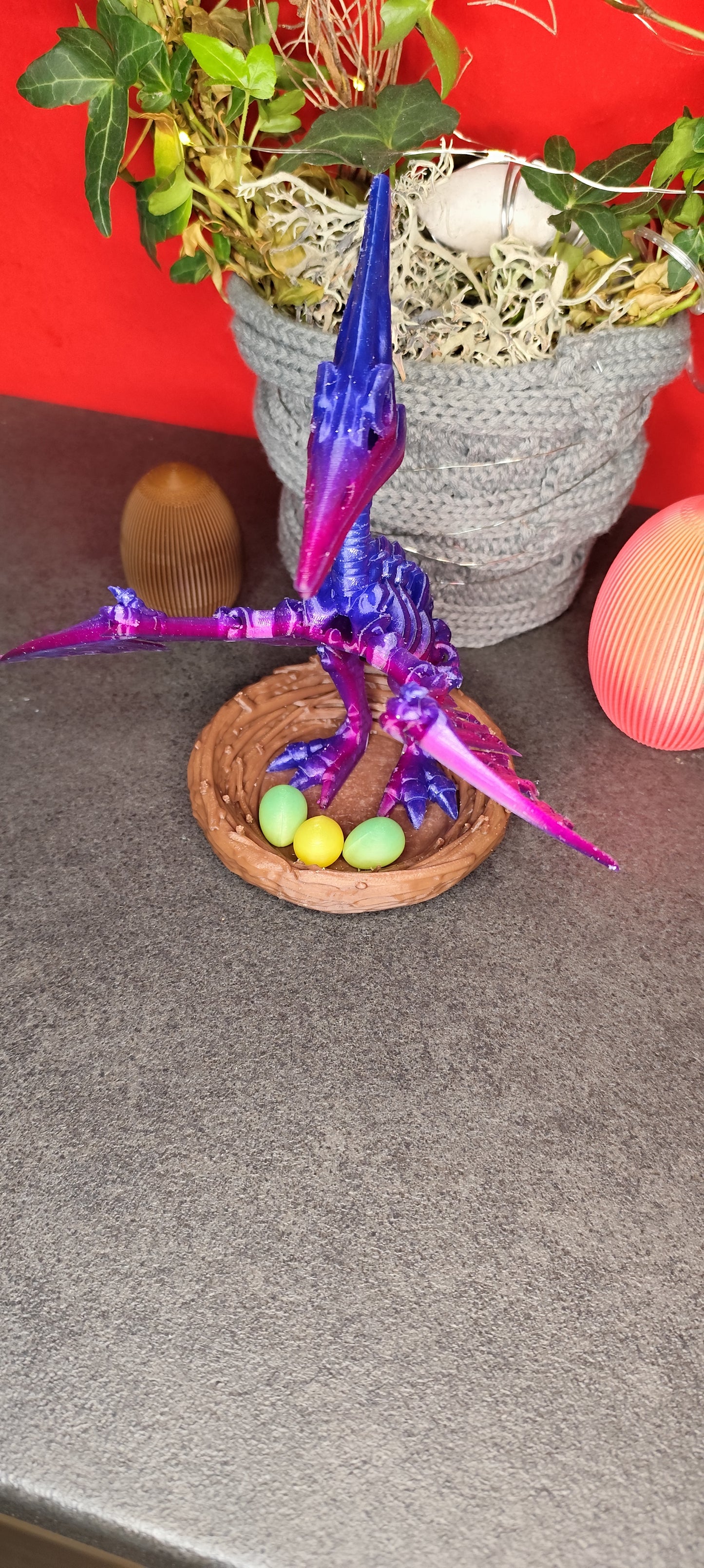 Skeleton Pteranodon with nest and eggs 3D