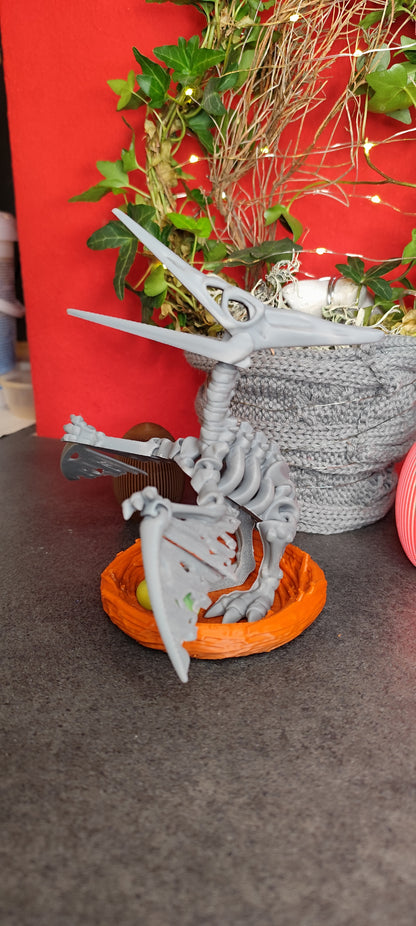 Skeleton Pteranodon with nest and eggs 3D