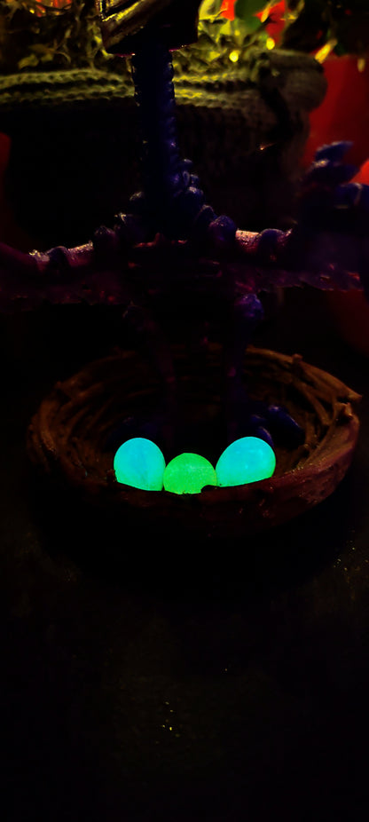 Skeleton Pteranodon with nest and eggs 3D