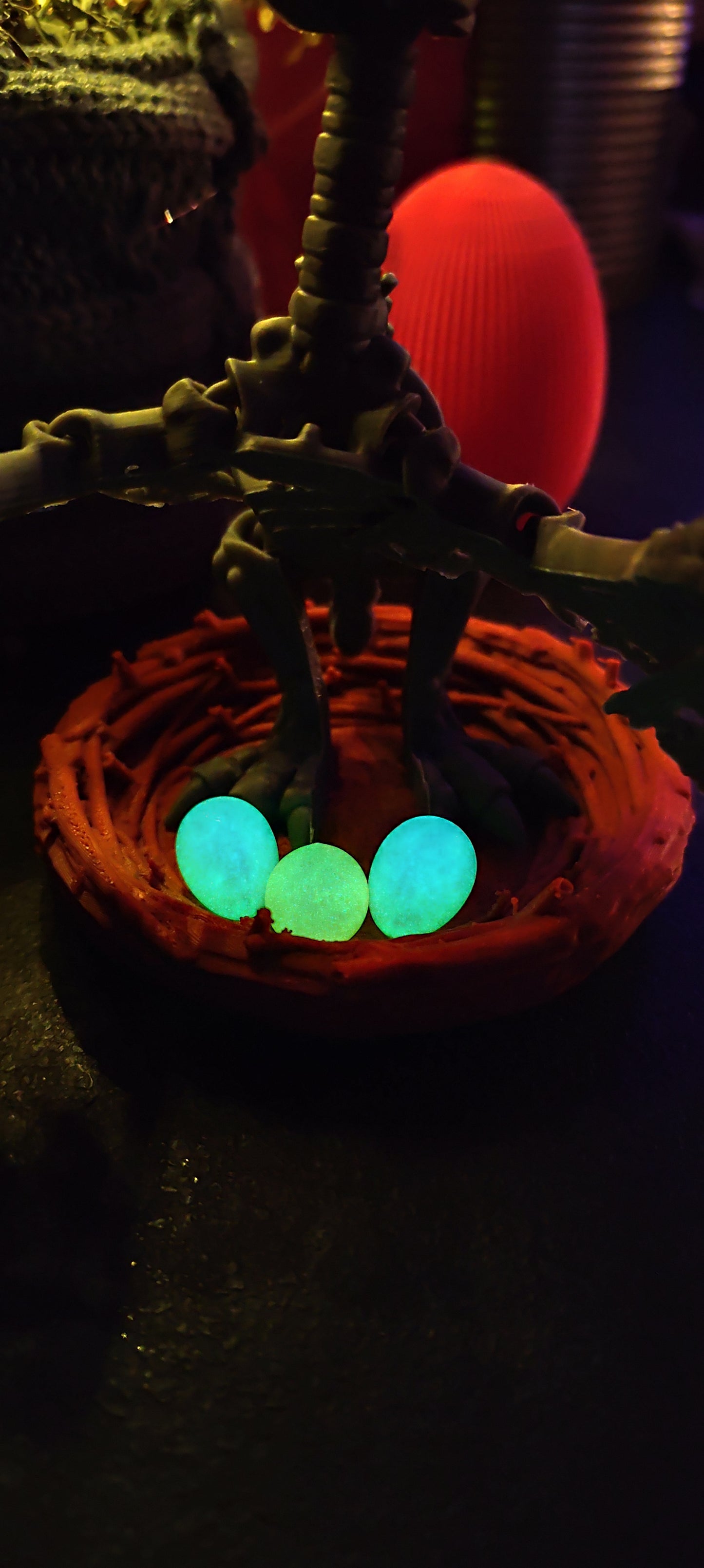 Skeleton Pteranodon with nest and eggs 3D