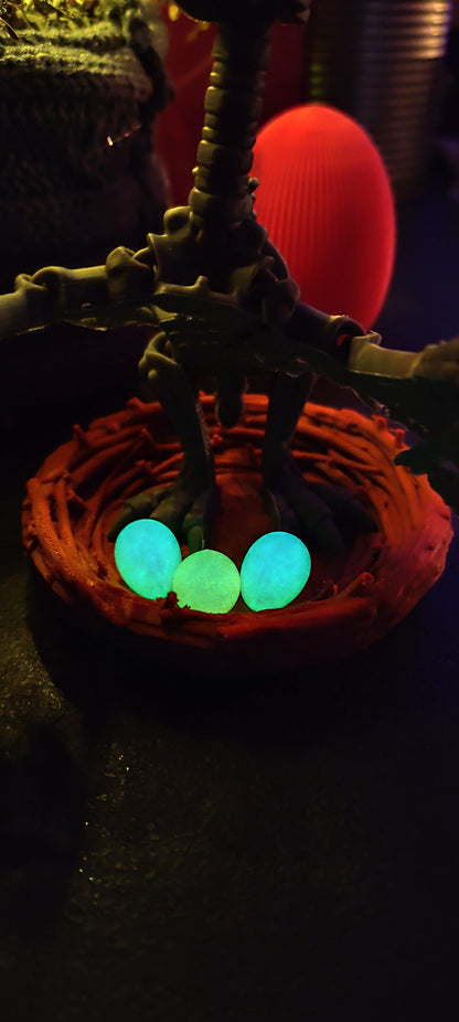 Skeleton Pteranodon with nest and eggs 3D