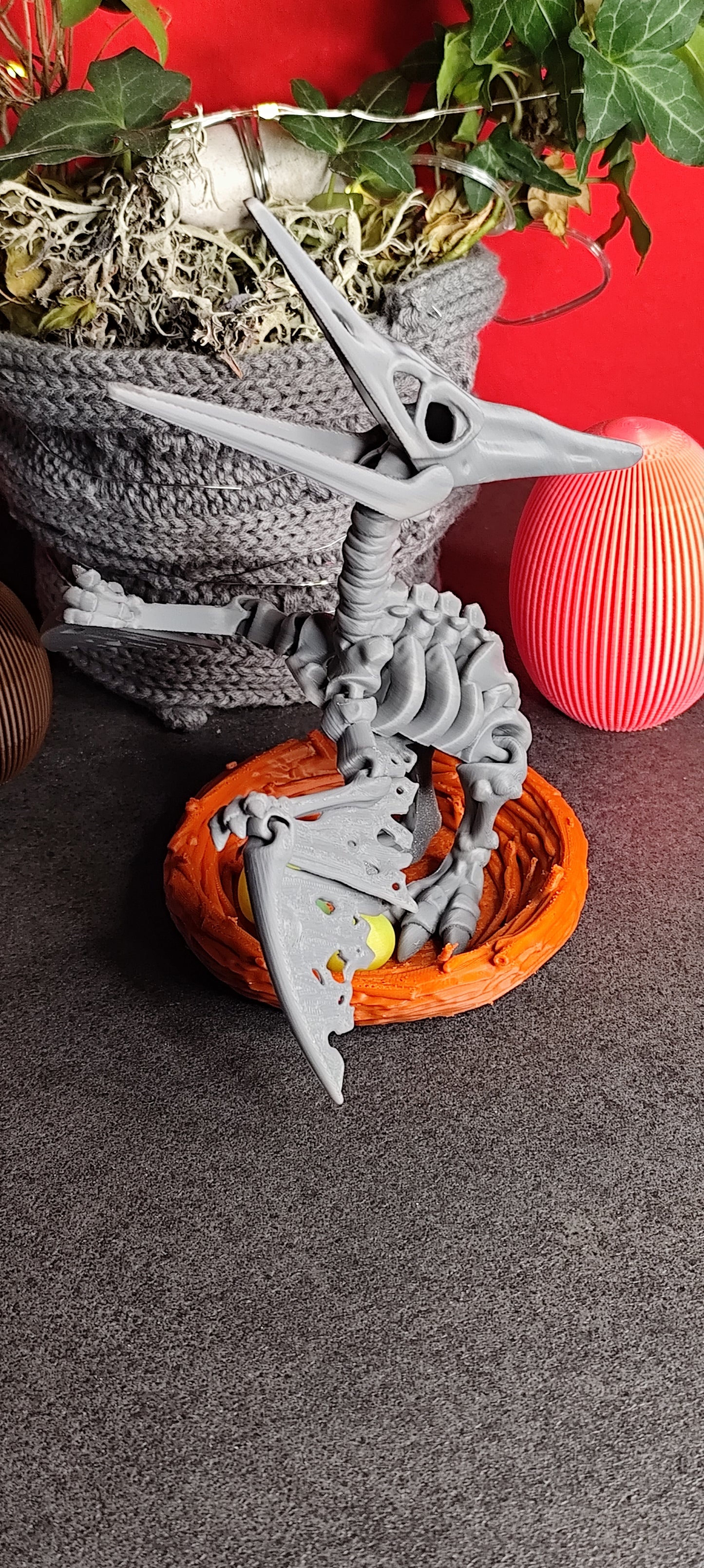 Skeleton Pteranodon with nest and eggs 3D